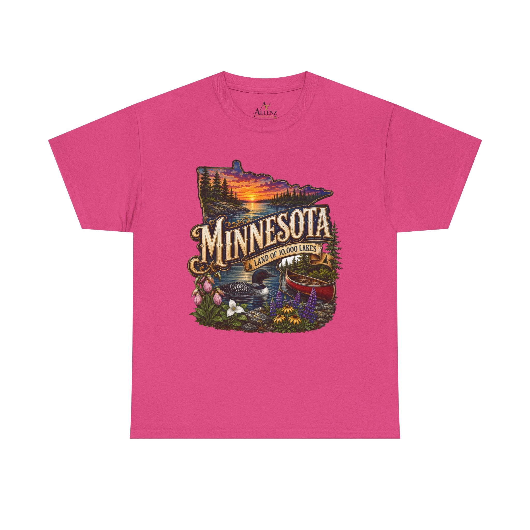 Unisex Heavy Cotton Tee🌲 Minnesota – Land of 10,000 Lakes Adventure 🌲