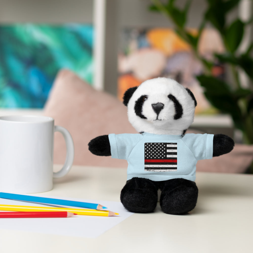 Kids Stuffed Animal with Thin Red line flag Tee
