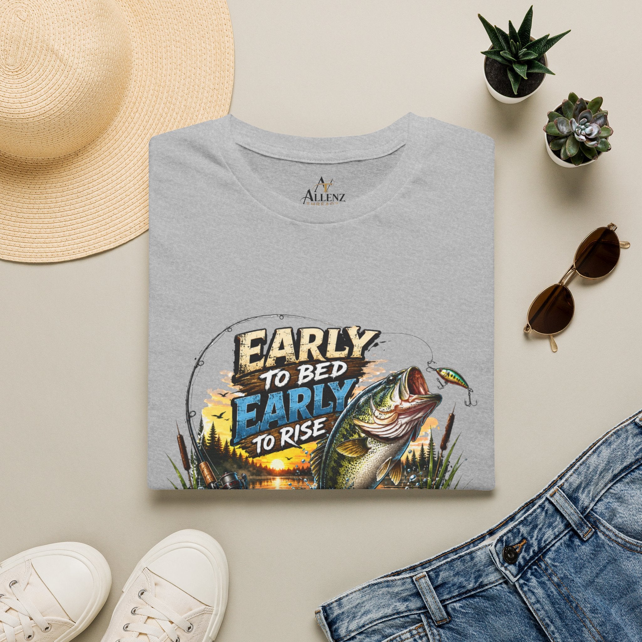 Early To Bed Fishing Unisex Softstyle T-Shirt