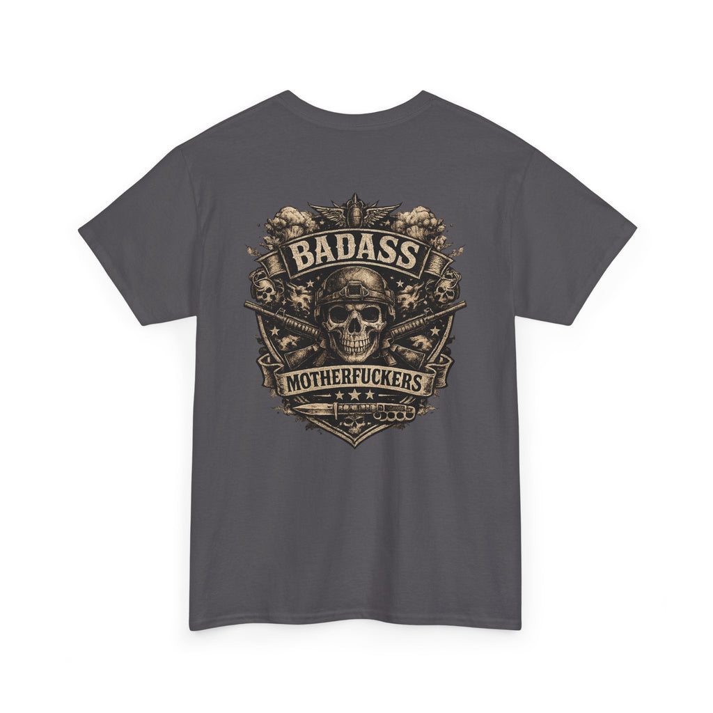 Badass Motherfu.... Skull and boom stick  Unisex Heavy Cotton Tee
