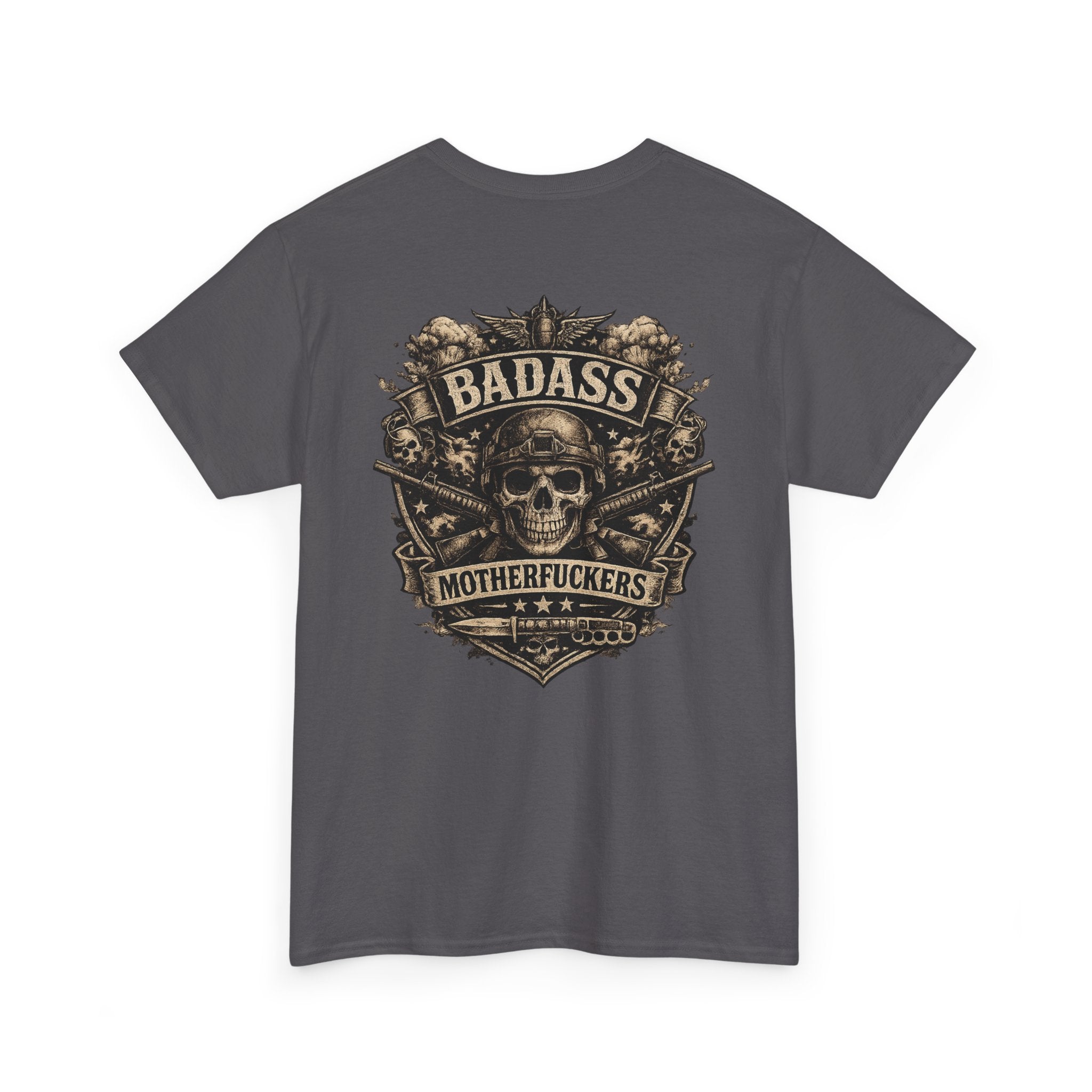 Badass Motherfu.... Skull and boom stick  Unisex Heavy Cotton Tee