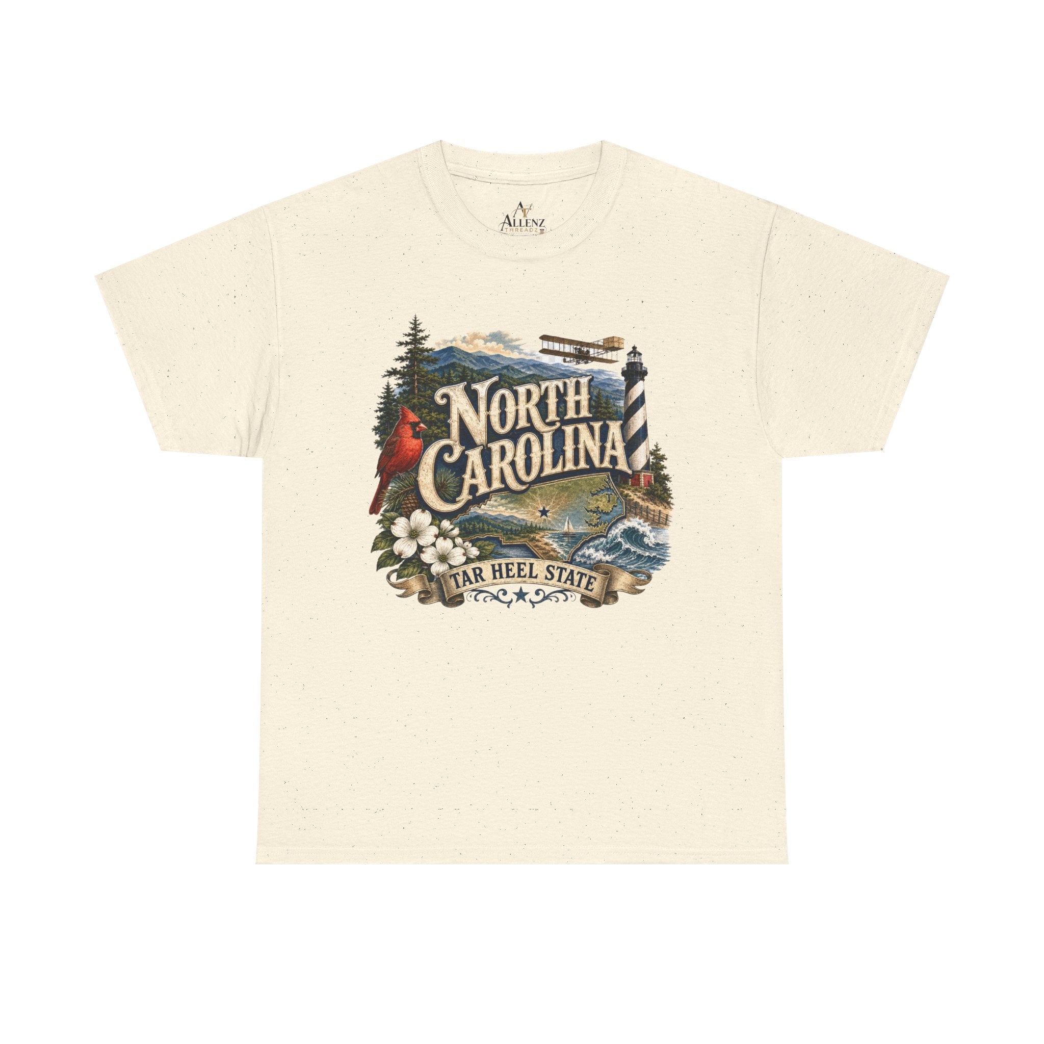 Unisex Heavy Cotton Tee🌲 North Carolina – Coastal Beauty and Mountain Adventure 🌊✈️