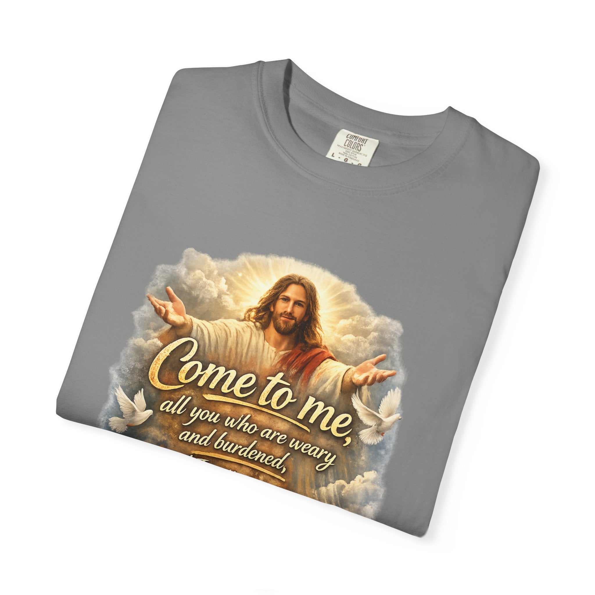 Come to Me Christian T-Shirt — "Come to me... and I will give you REST" Religious Faith Tee