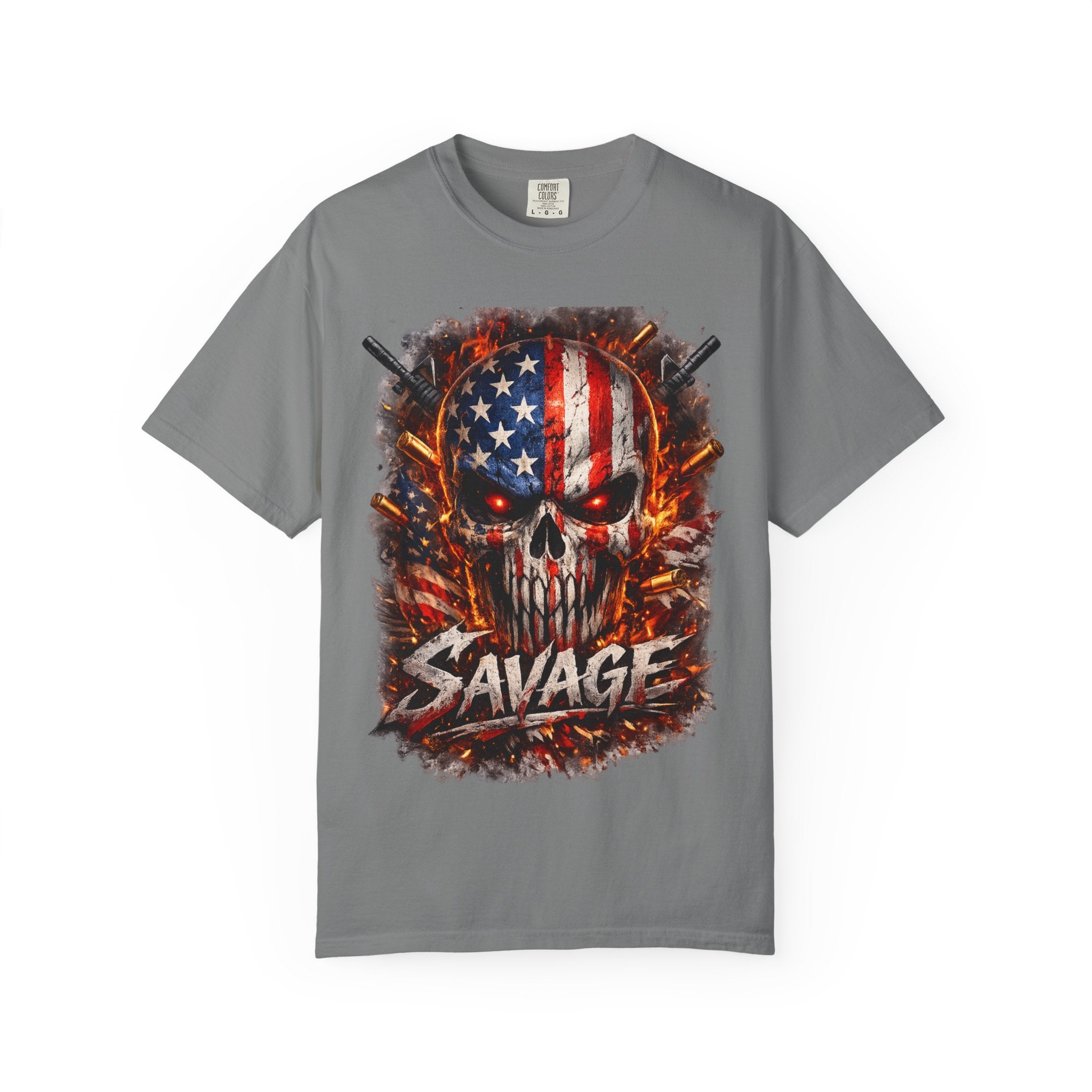 American Flag Skull 'Savage' Graphic T-Shirt
