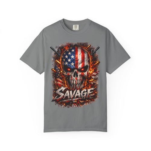 American Flag Skull 'Savage' Graphic T-Shirt