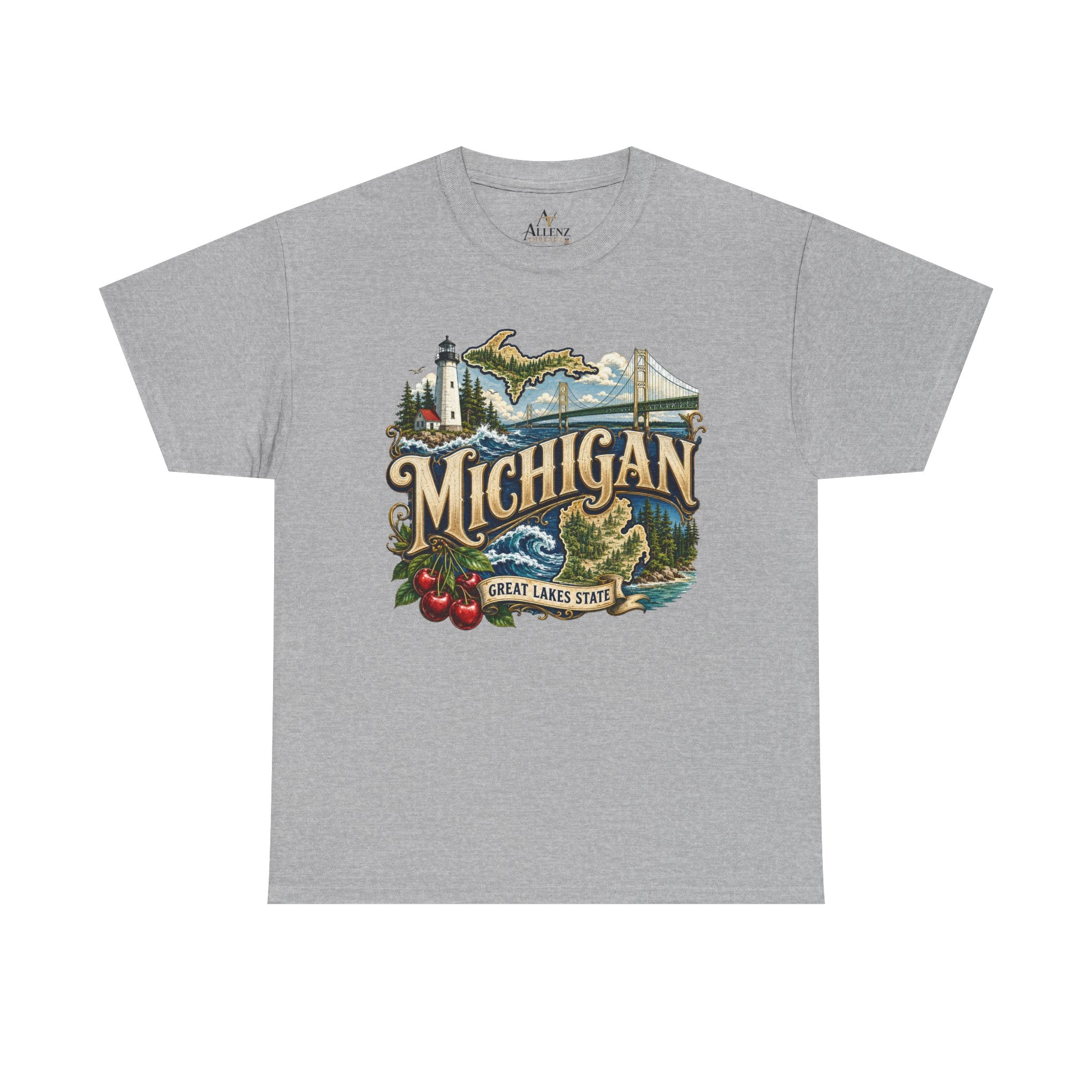 Unisex Heavy Cotton Tee🌊 Michigan – Great Lakes Beauty and Northern Adventure 🌊