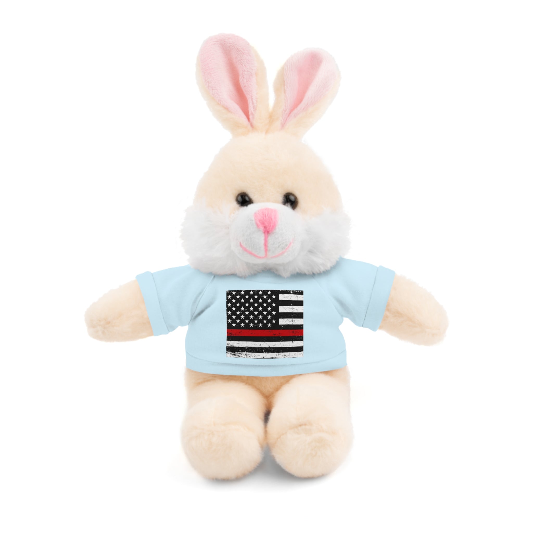 Kids Stuffed Animal with Thin Red line flag Tee