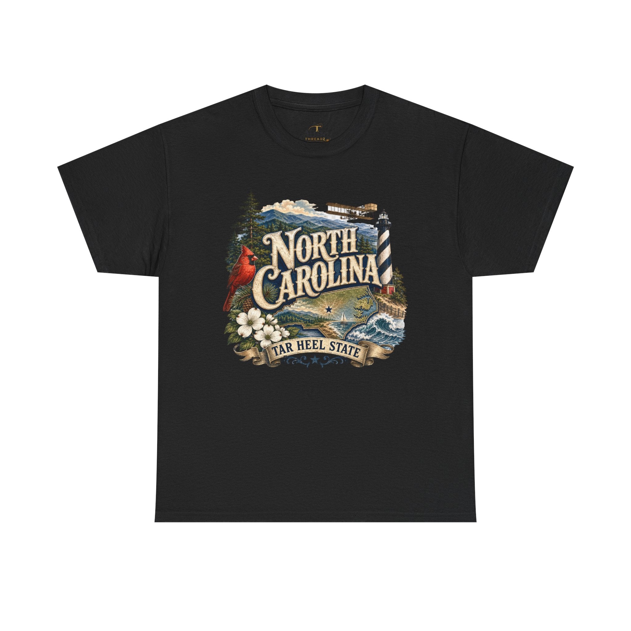 Unisex Heavy Cotton Tee🌲 North Carolina – Coastal Beauty and Mountain Adventure 🌊✈️