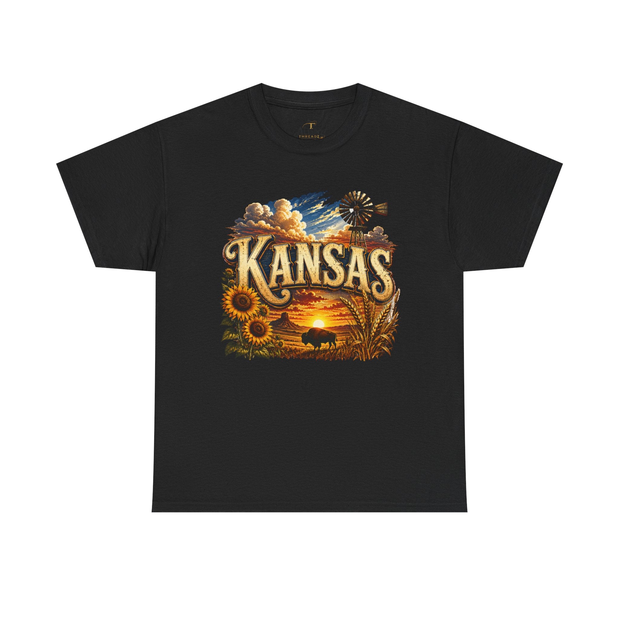 Unisex Heavy Cotton Tee 🌻 Kansas – Wide Open Skies and Heartland Heritage 🌻