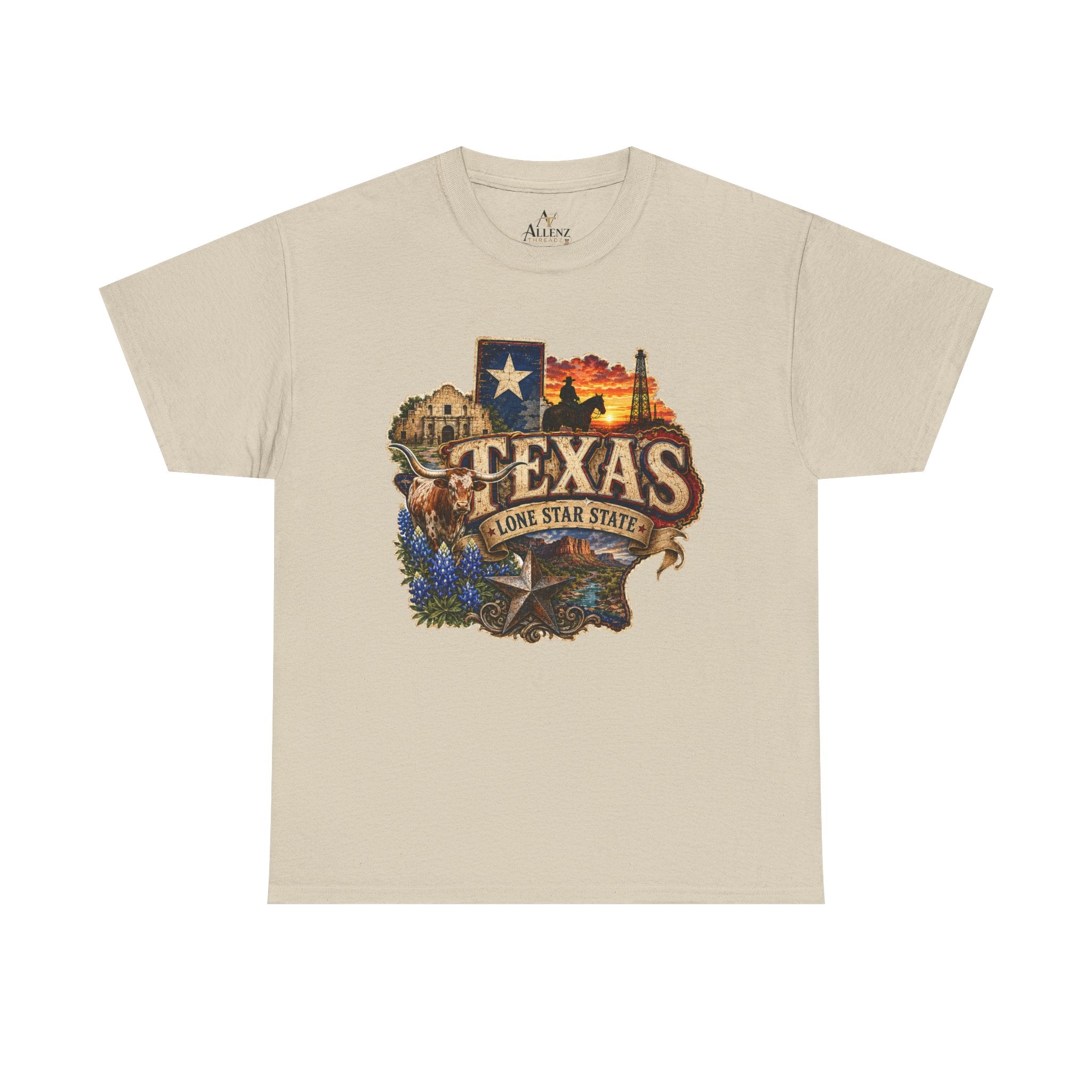 Unisex Heavy Cotton Tee⭐🤠 Texas – Pride of the Lone Star State 🌵🐂