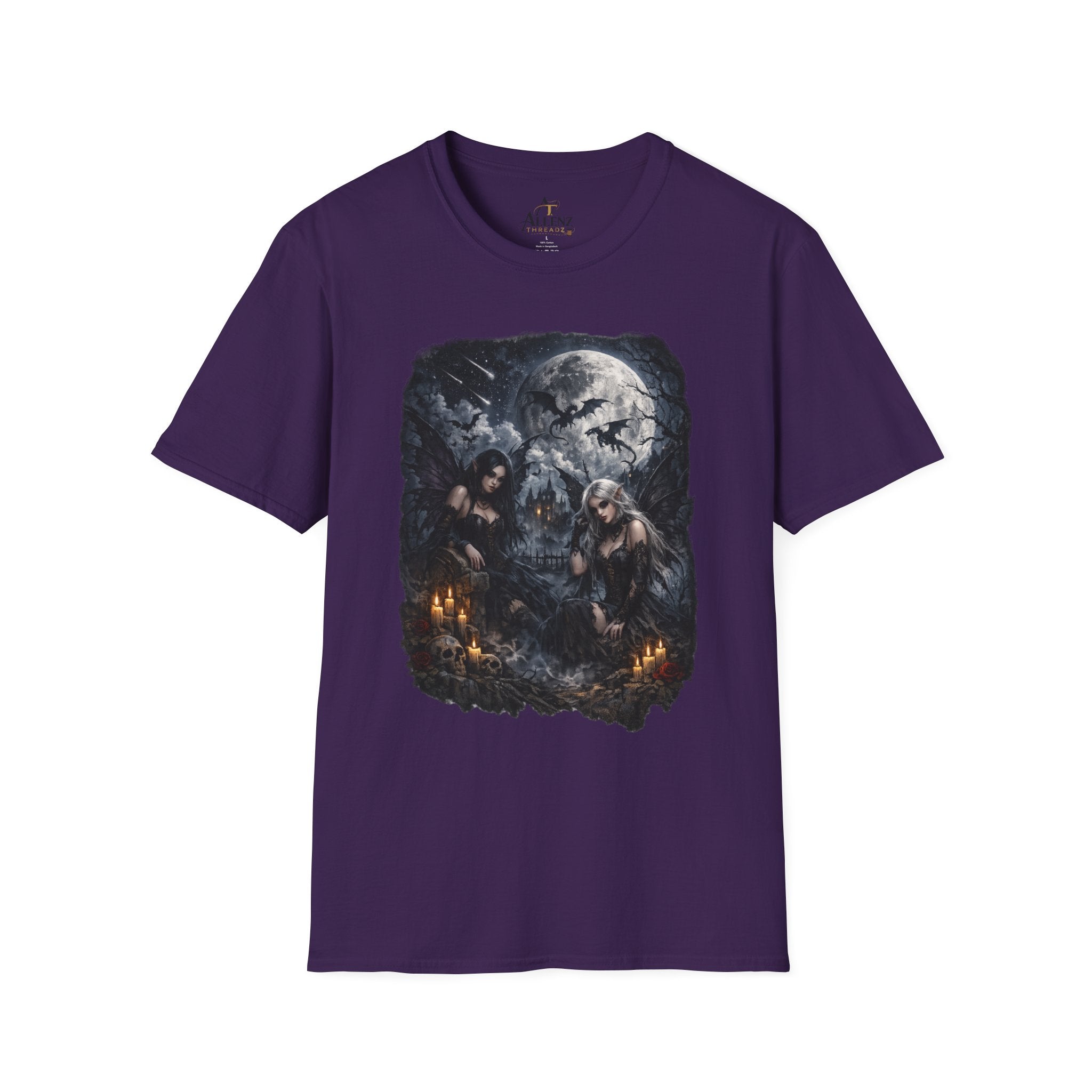 Fantasy Moonlit Wolves T-Shirt — Gothic Werewolf Night Scene