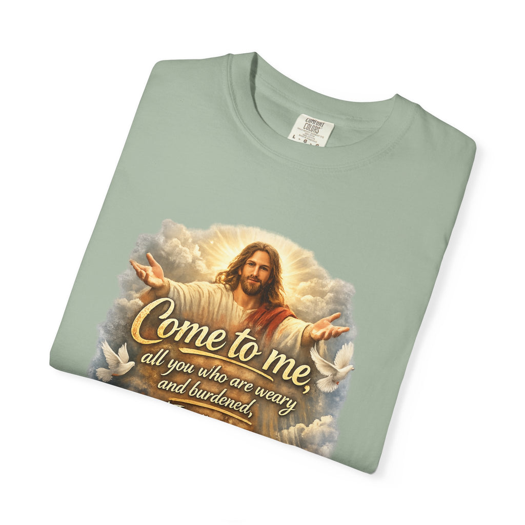 Come to Me Christian T-Shirt — "Come to me... and I will give you REST" Religious Faith Tee