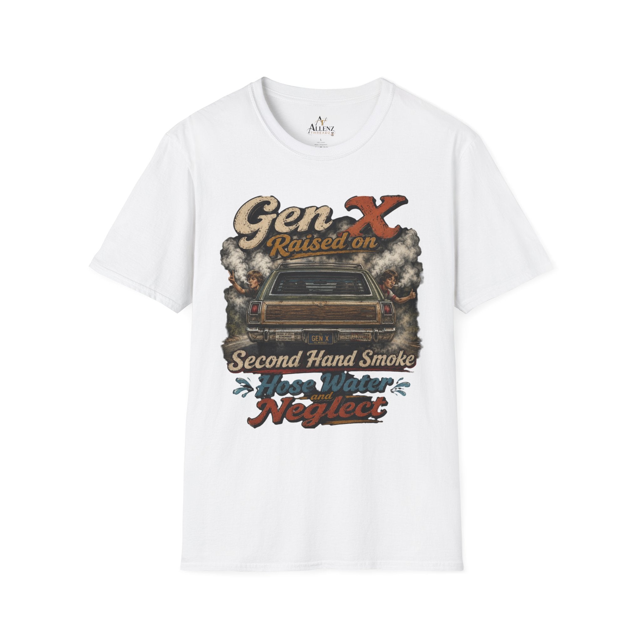 Gen X T-Shirt — "Raised on Secondhand Smoke, Hose Water, Neglect" Retro Car Vintage Tee