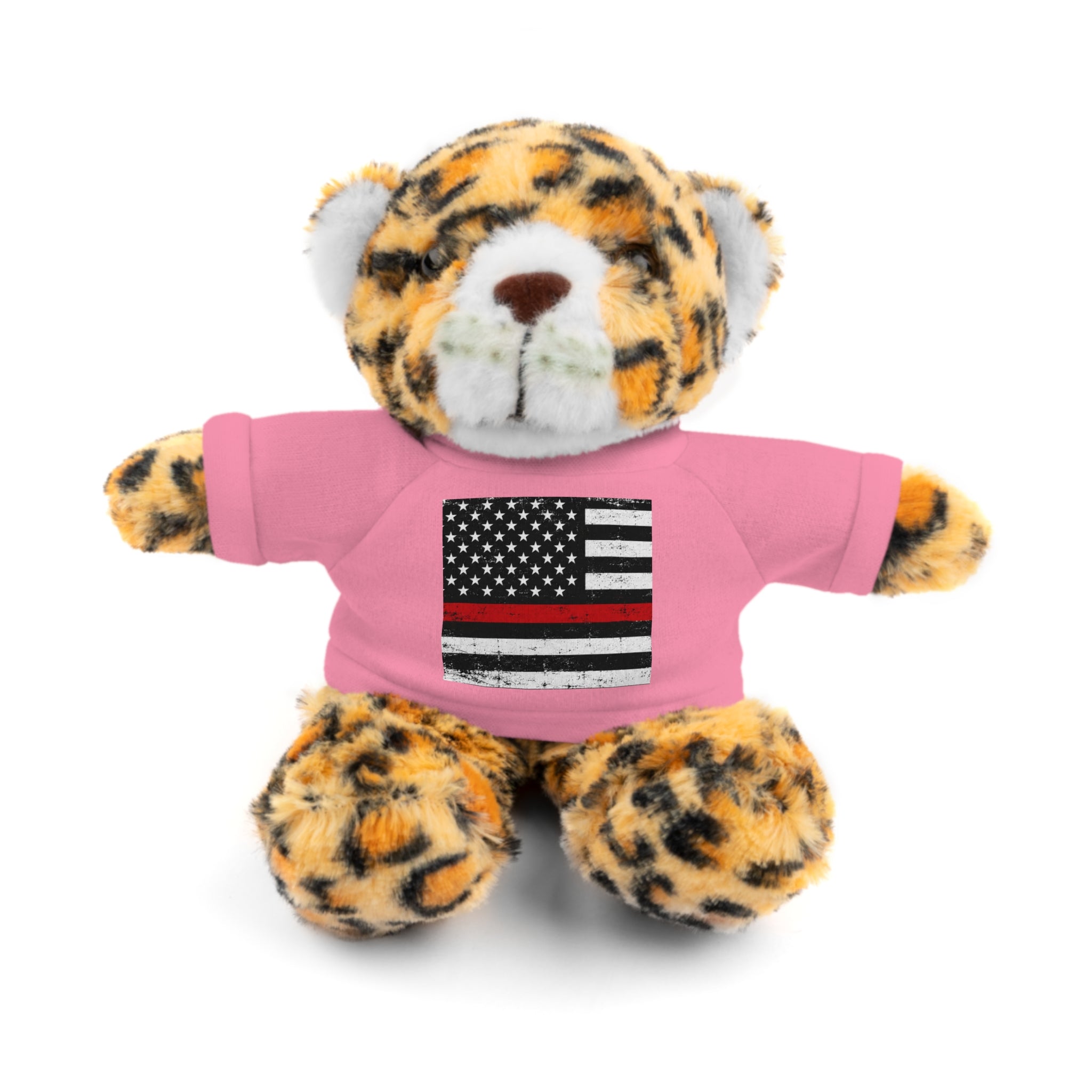 Kids Stuffed Animal with Thin Red line flag Tee