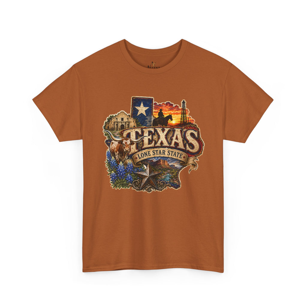 Unisex Heavy Cotton Tee⭐🤠 Texas – Pride of the Lone Star State 🌵🐂