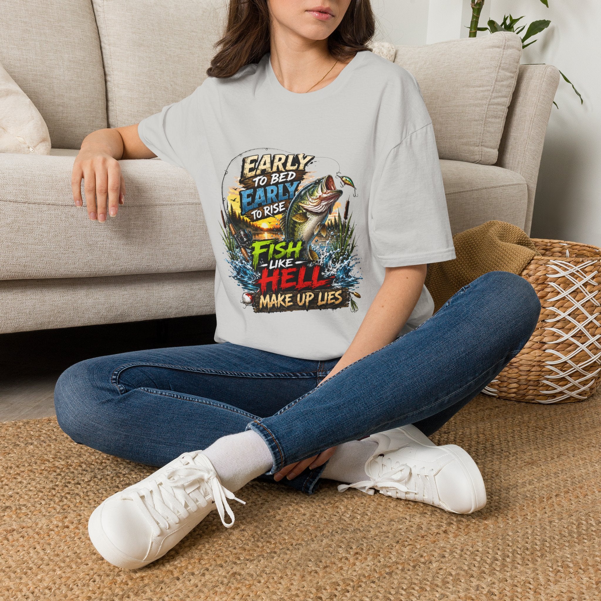 Early To Bed Fishing Unisex Softstyle T-Shirt