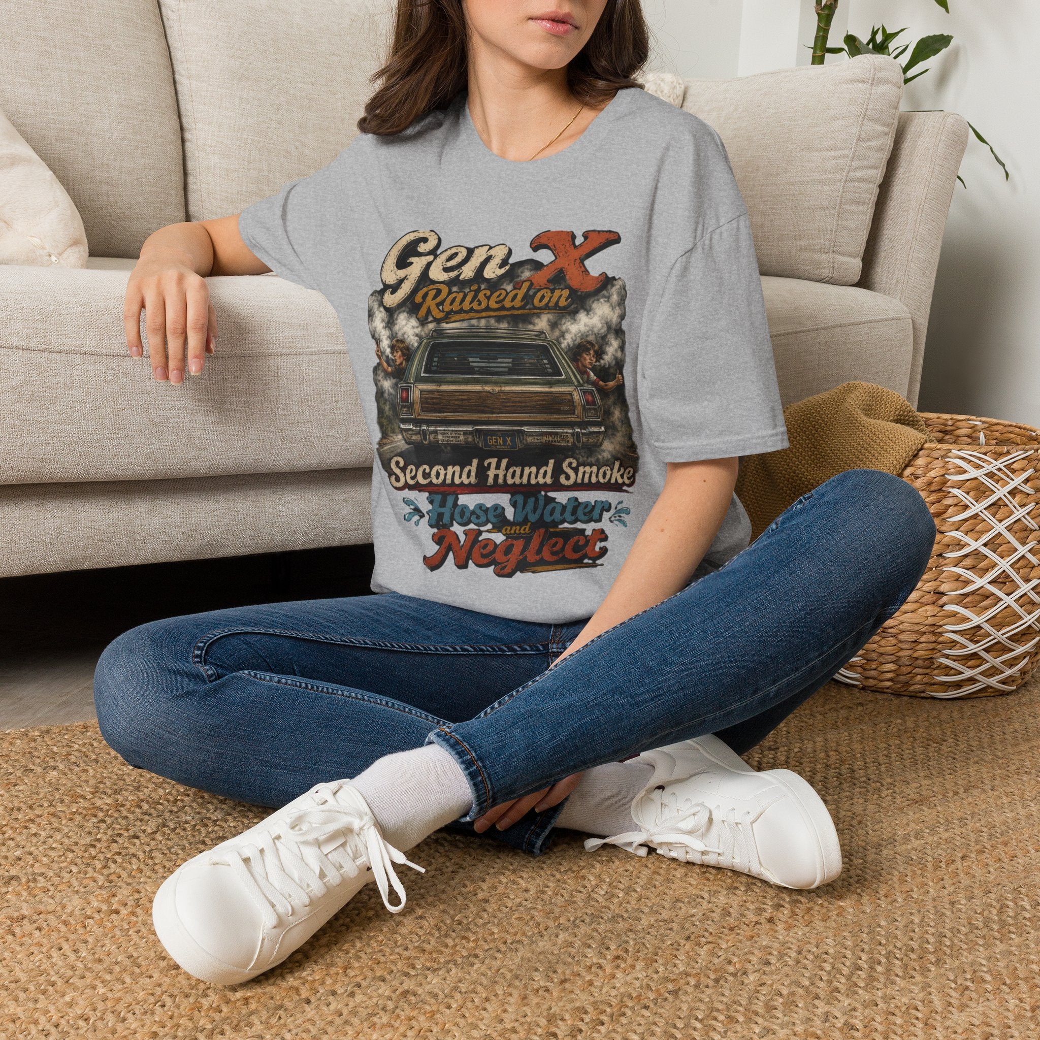Gen X T-Shirt — "Raised on Secondhand Smoke, Hose Water, Neglect" Retro Car Vintage Tee