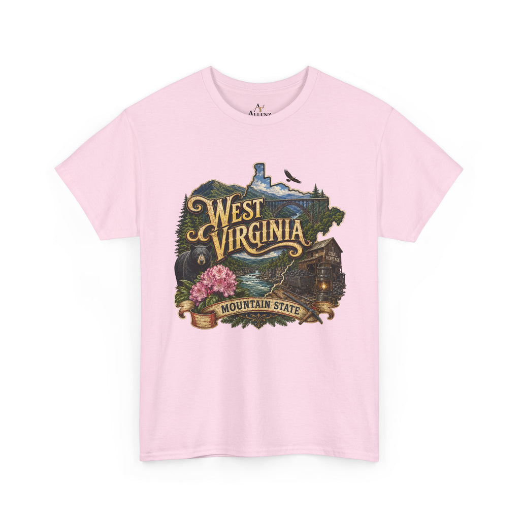 Unisex Heavy Cotton Tee🏔️🖤 West Virginia – Wild and Wonderful Mountain State ⛏️🐻