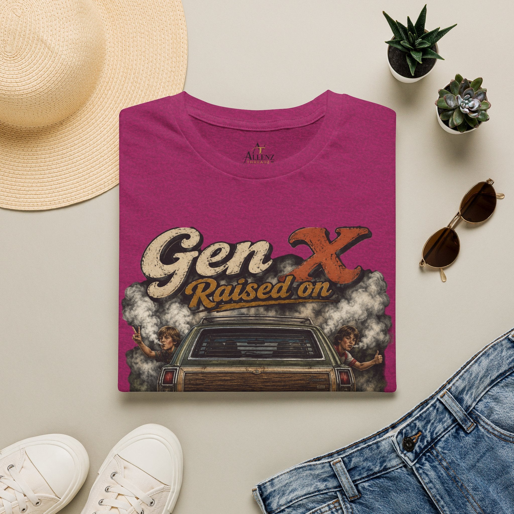 Gen X T-Shirt — "Raised on Secondhand Smoke, Hose Water, Neglect" Retro Car Vintage Tee