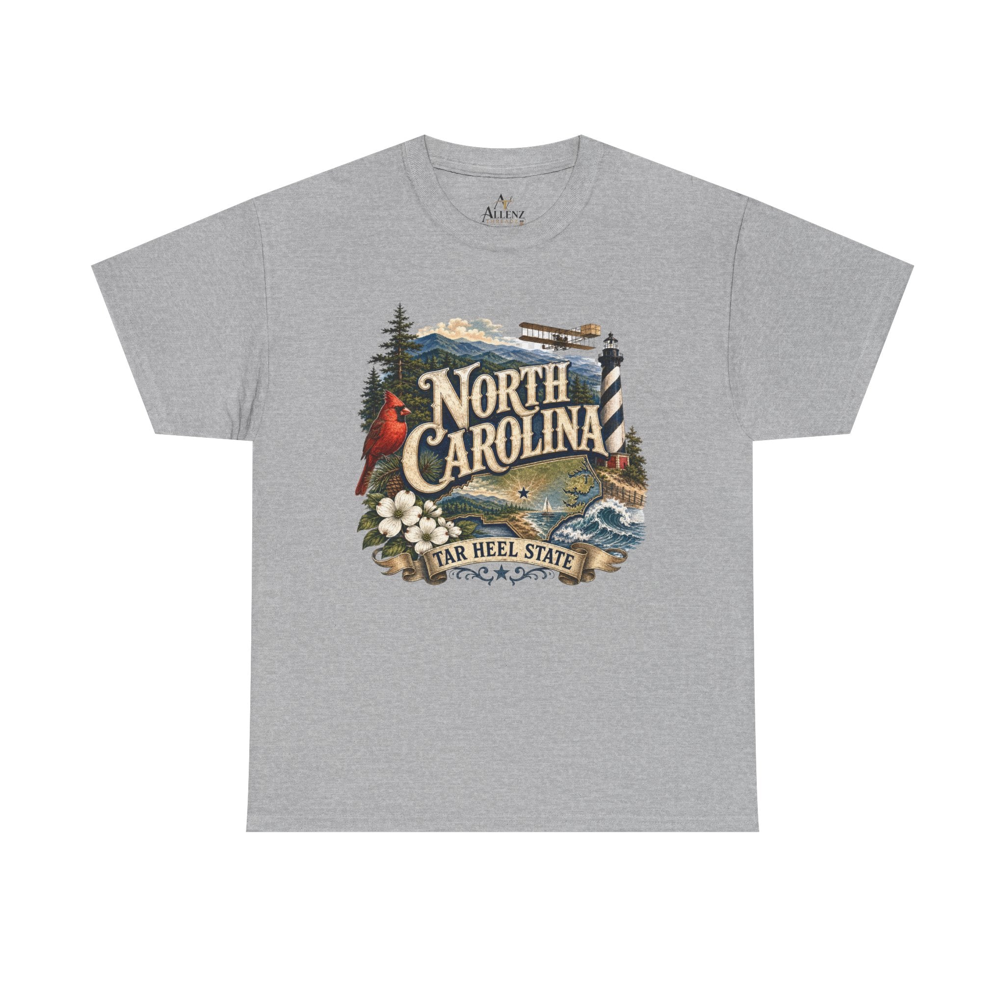 Unisex Heavy Cotton Tee🌲 North Carolina – Coastal Beauty and Mountain Adventure 🌊✈️