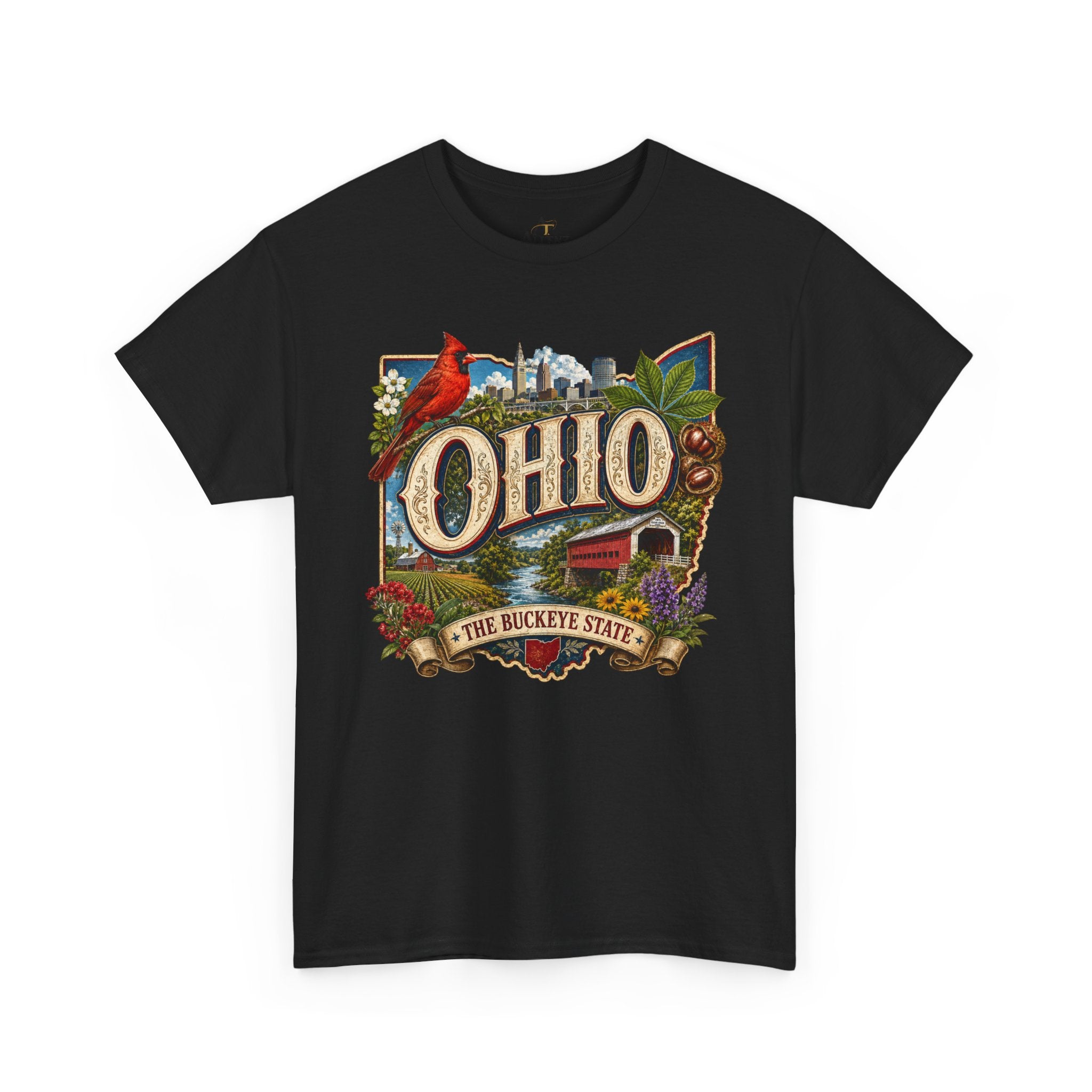 Unisex Heavy Cotton Tee🍂 Ohio – The Heart of the Buckeye State 🌰🌾