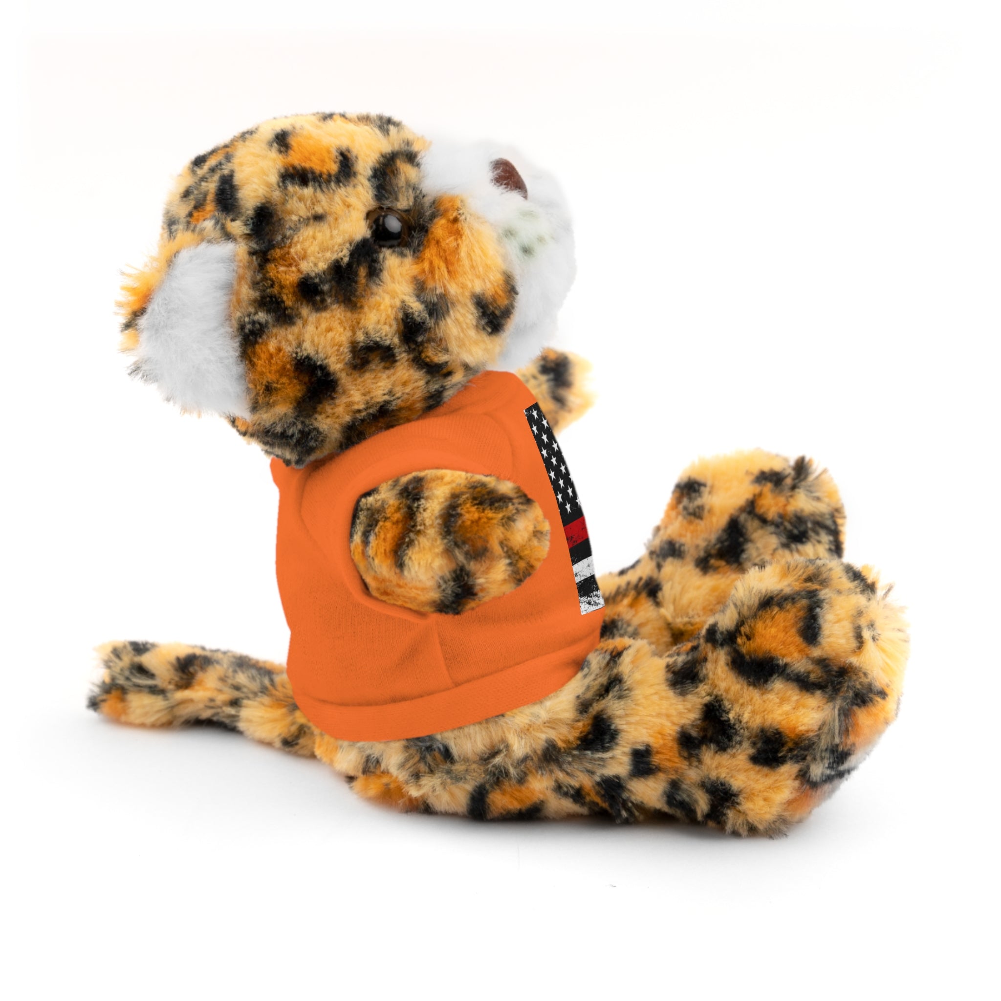 Kids Stuffed Animal with Thin Red line flag Tee