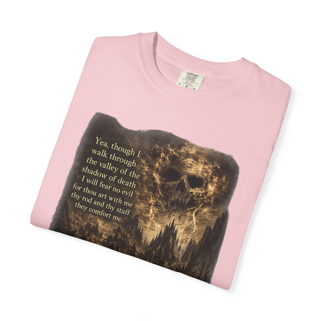 Skull Cavern Gothic T-Shirt — 'You…walk through the valley of the shadow of death' Graphic Tee