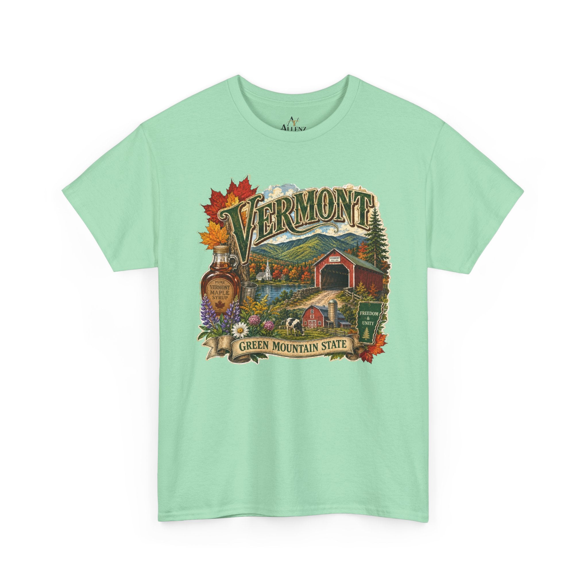 Unisex Heavy Cotton Tee🍁🏔️ Vermont – Beauty of the Green Mountain State 🍁🚜