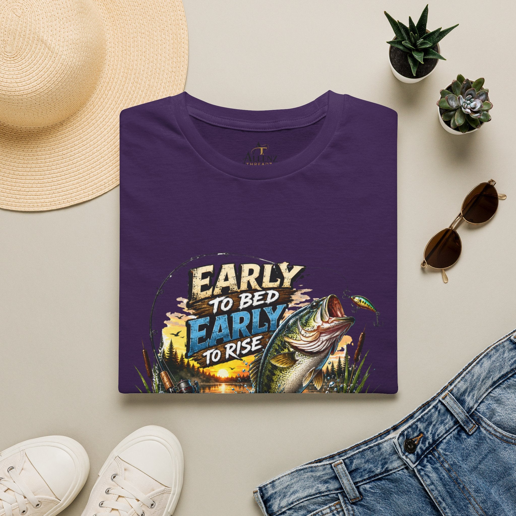 Early To Bed Fishing Unisex Softstyle T-Shirt