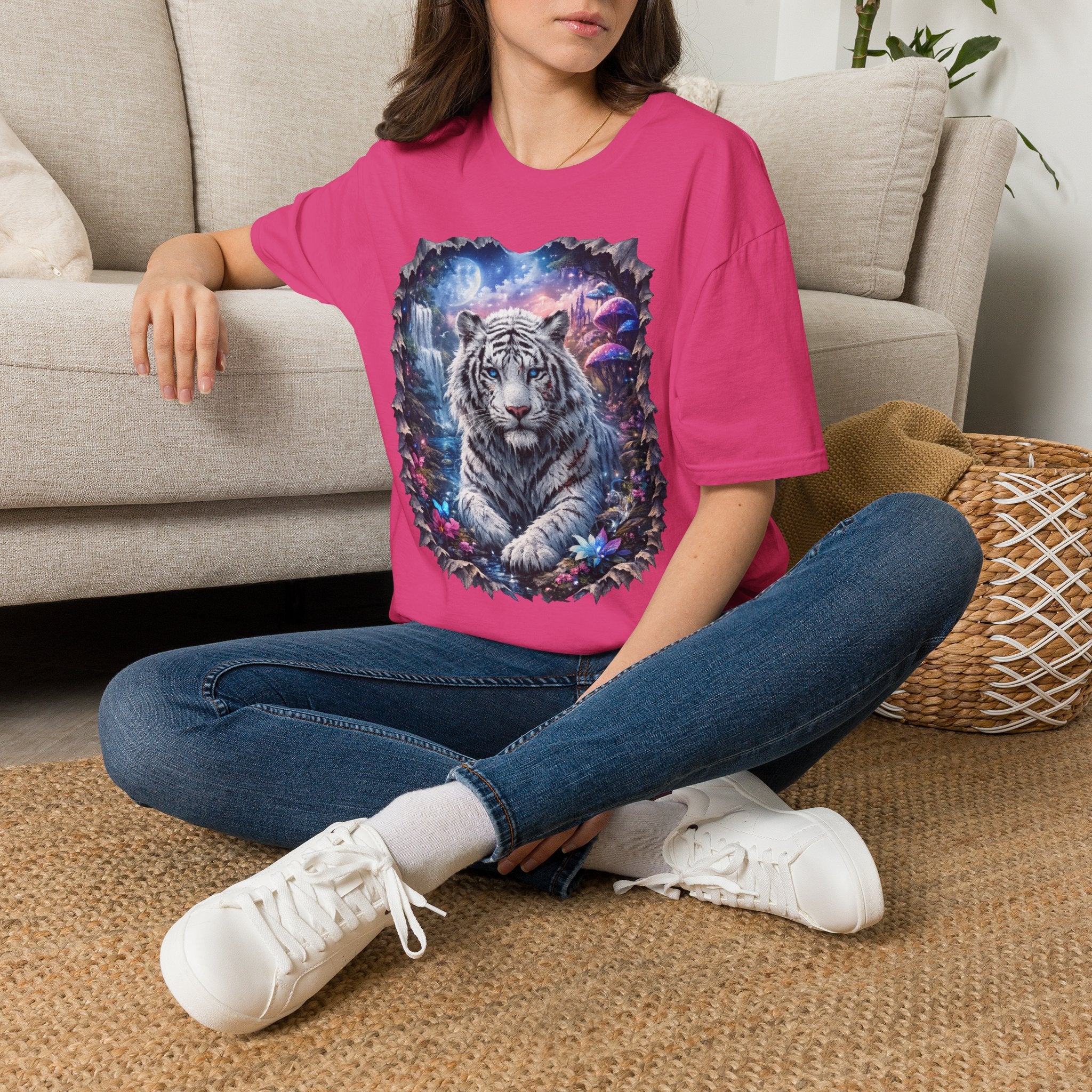 Fantasy white Bengal tiger Unisex Softstyle T-Shirt -