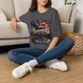 American Eagle Flag T-Shirt — Patriotic Bald Eagle & Mountain Scenery Tee