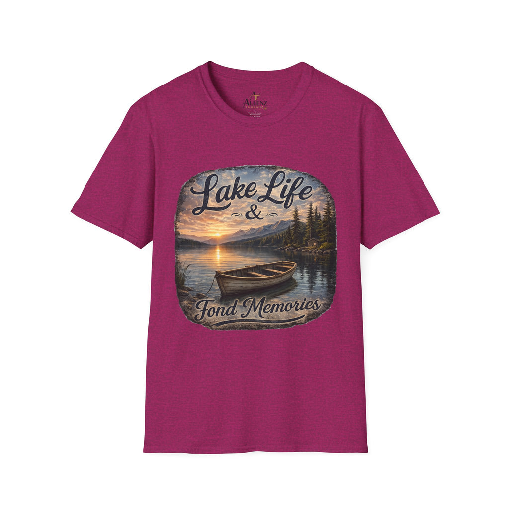 Lake Life T-Shirt — Scenic Sunrise Boat 'Lake Life & Fond Memories'