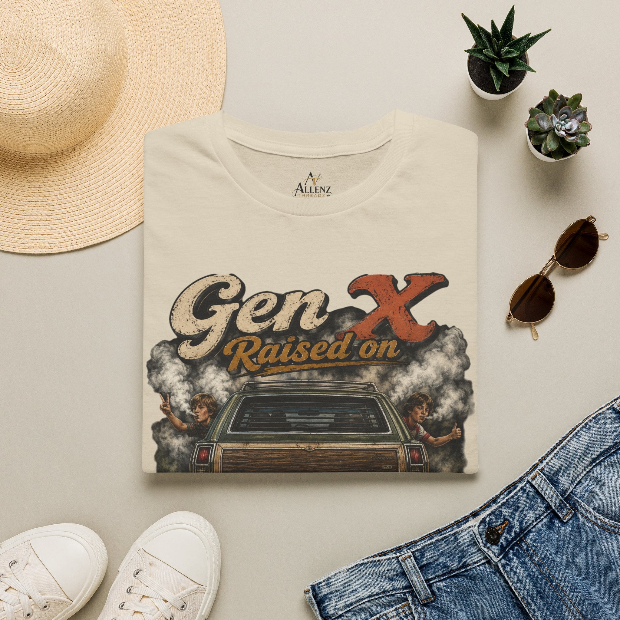 Gen X T-Shirt — "Raised on Secondhand Smoke, Hose Water, Neglect" Retro Car Vintage Tee