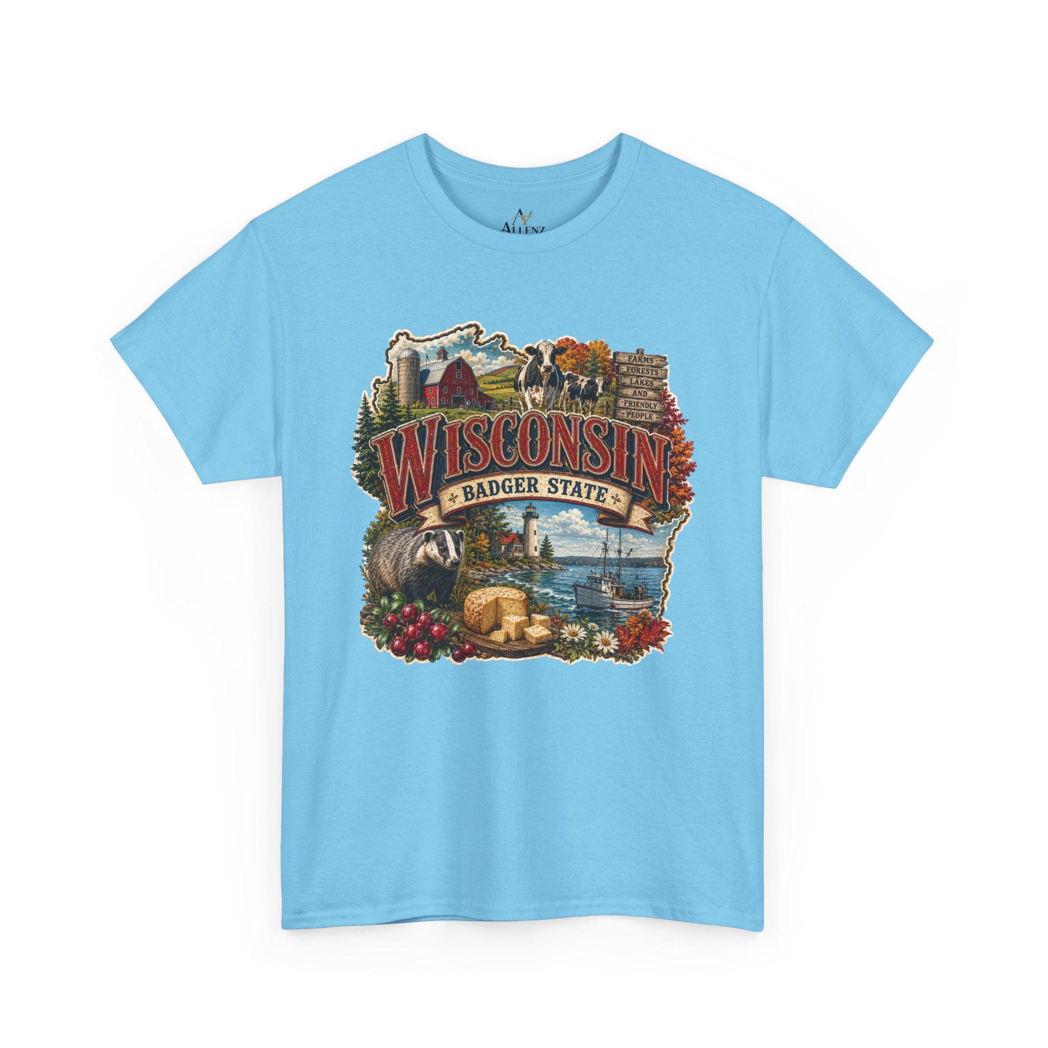 Unisex Heavy Cotton Tee🧀🌲 Wisconsin – Proudly the Badger State 🚤🐄