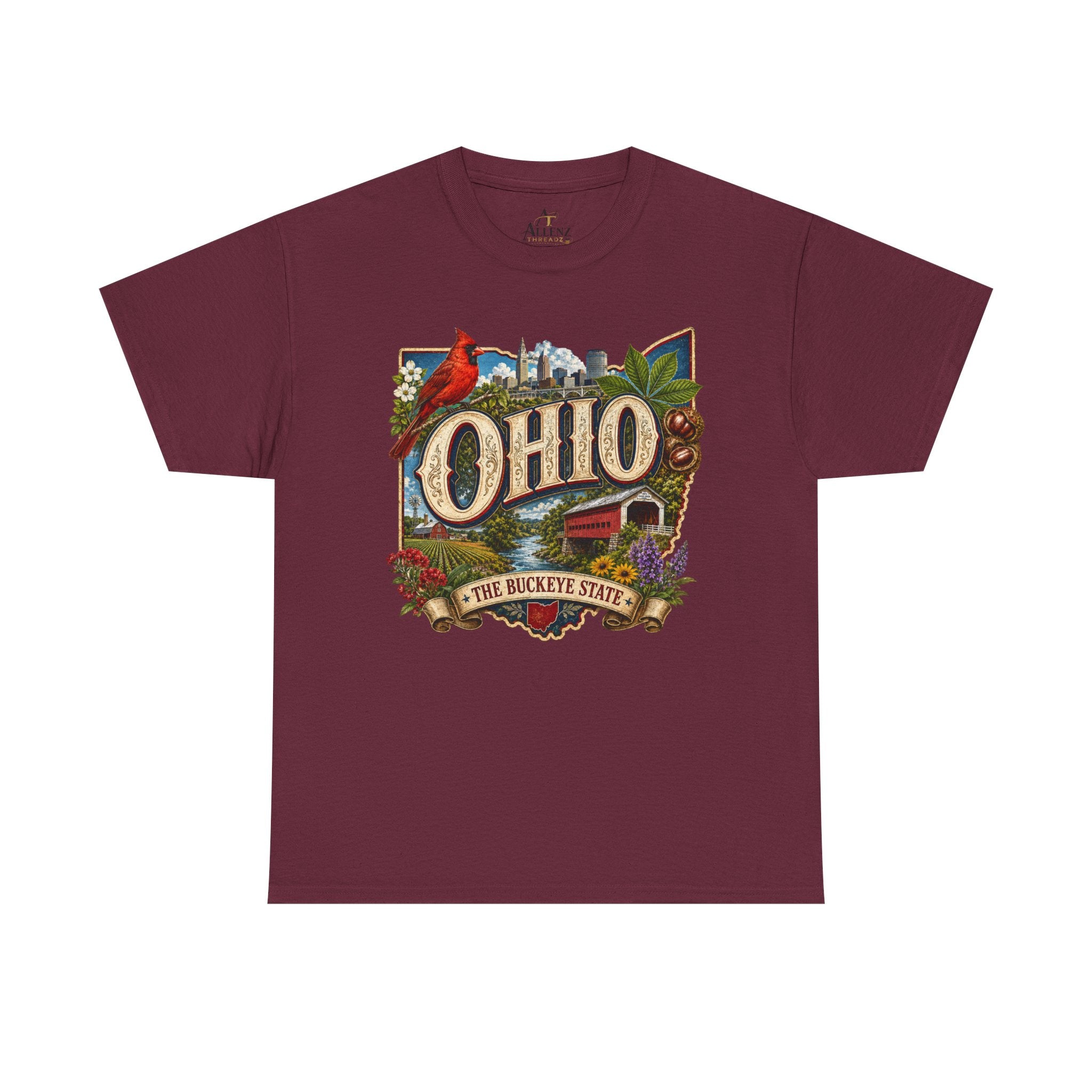Unisex Heavy Cotton Tee🍂 Ohio – The Heart of the Buckeye State 🌰🌾