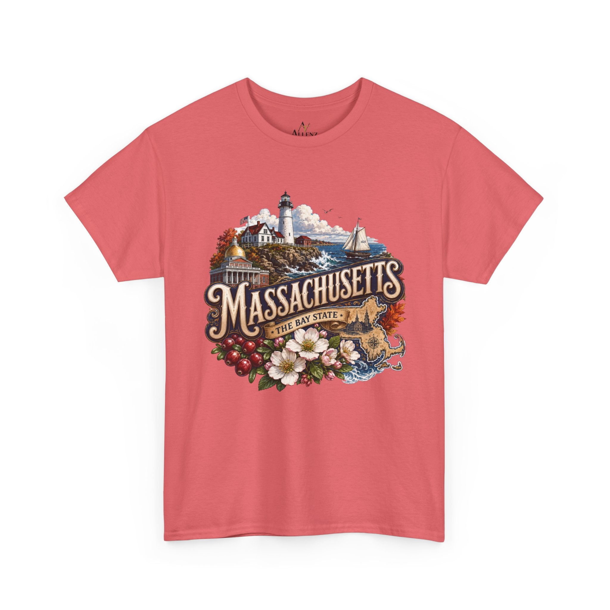 Unisex Heavy Cotton Tee ⚓ Massachusetts – Historic Coastal Pride