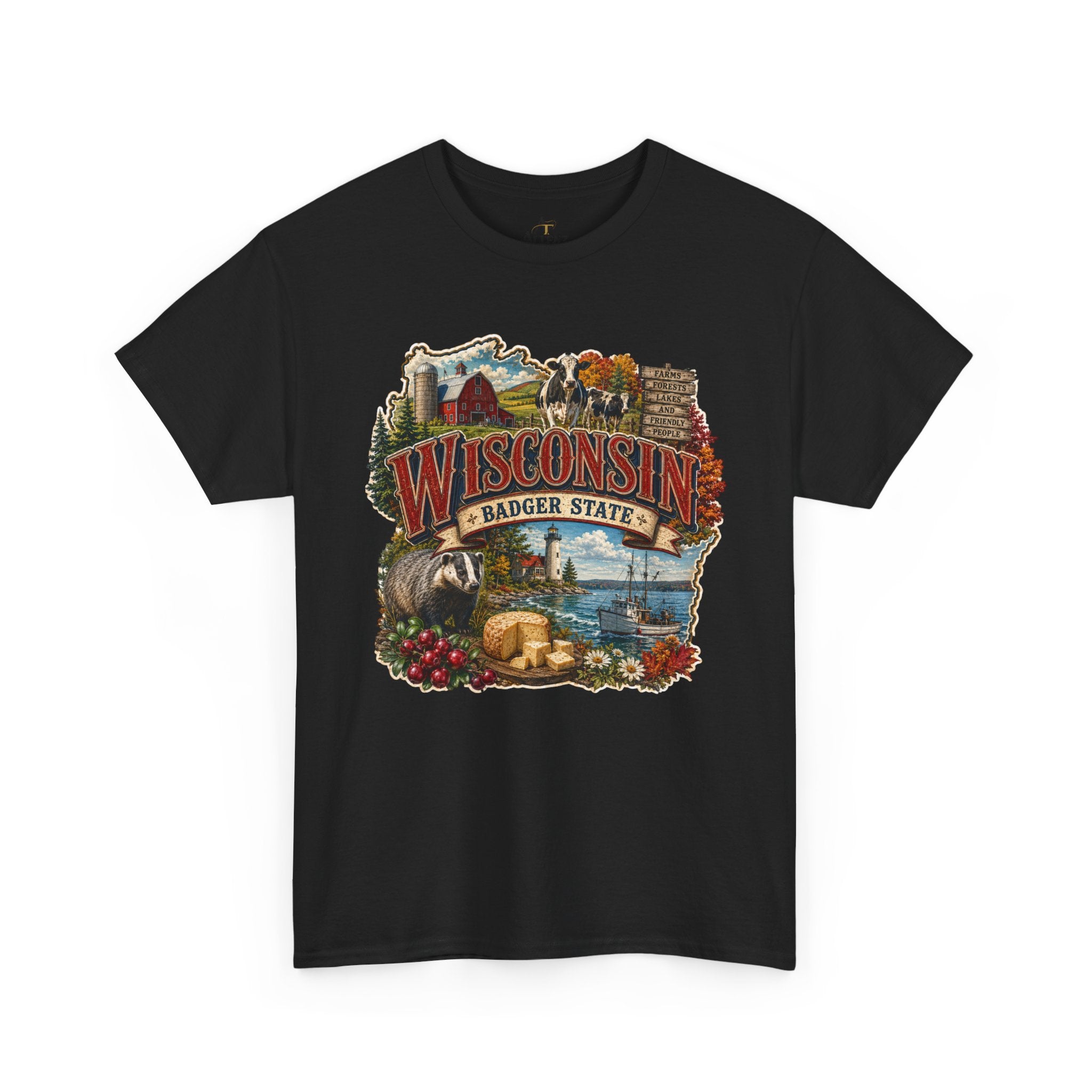 Unisex Heavy Cotton Tee🧀🌲 Wisconsin – Proudly the Badger State 🚤🐄