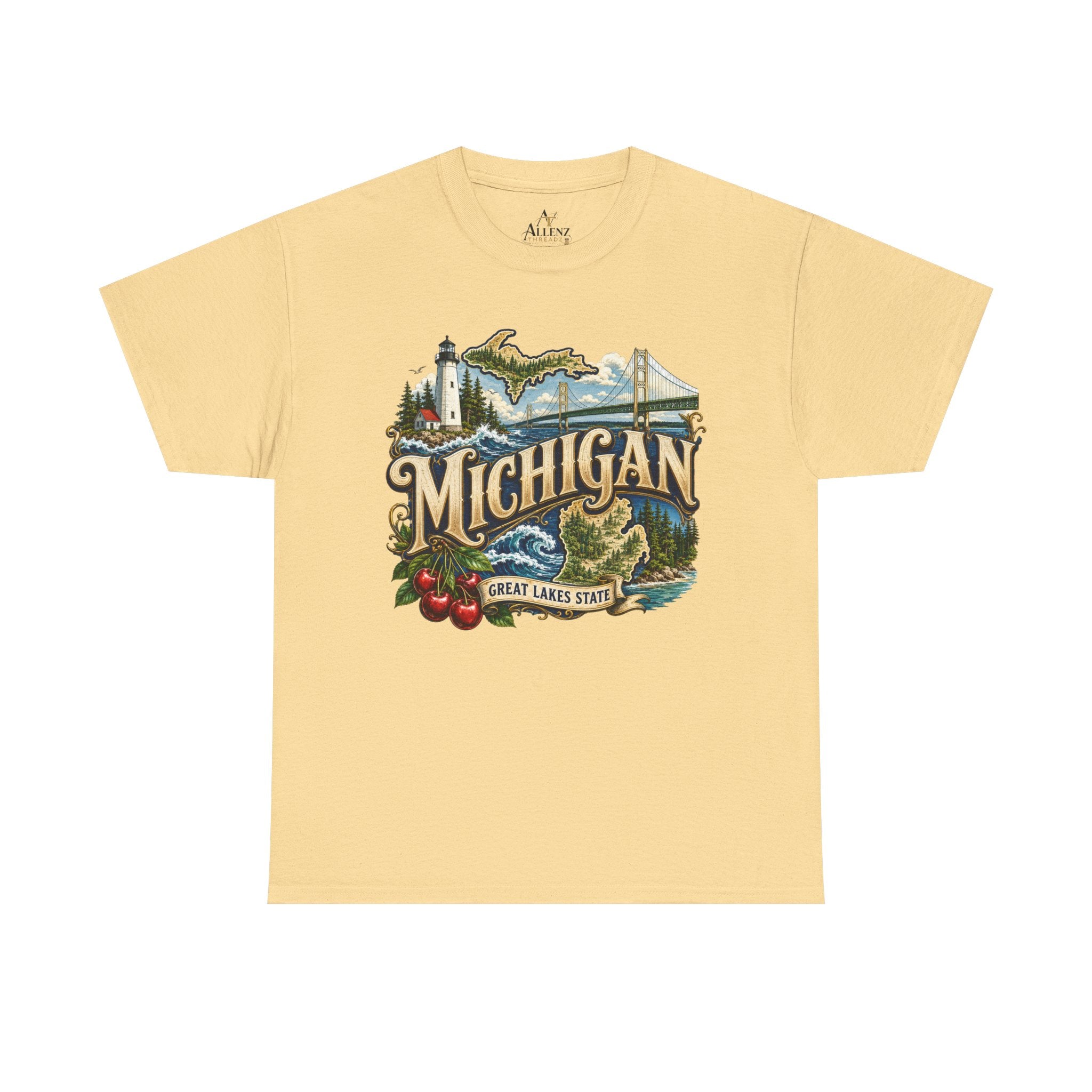Unisex Heavy Cotton Tee🌊 Michigan – Great Lakes Beauty and Northern Adventure 🌊