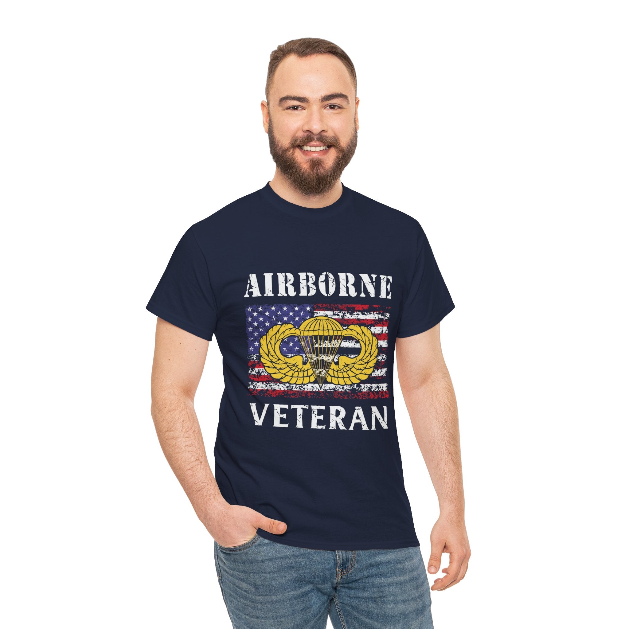🪂 Airborne Veteran Patriotic Unisex Heavy Cotton Tee