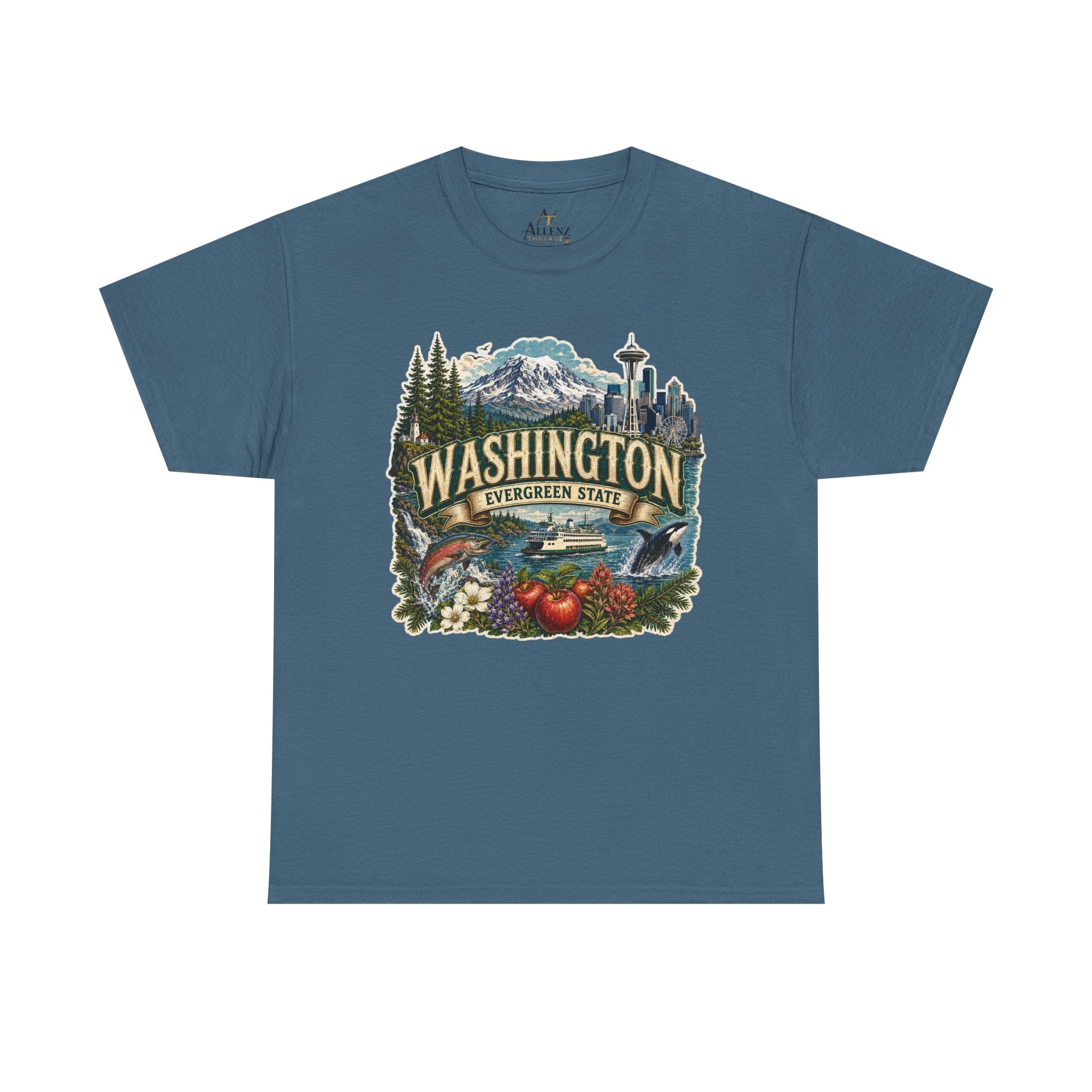 Unisex Heavy Cotton Tee🌲🏔️ Washington – Spirit of the Evergreen State 🚢🐋