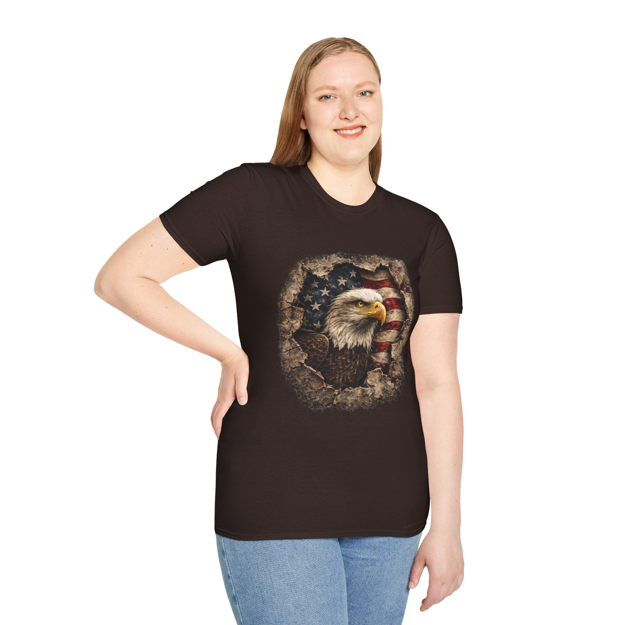 Patriotic Eagle T-Shirt — American Flag Bald Eagle Graphic