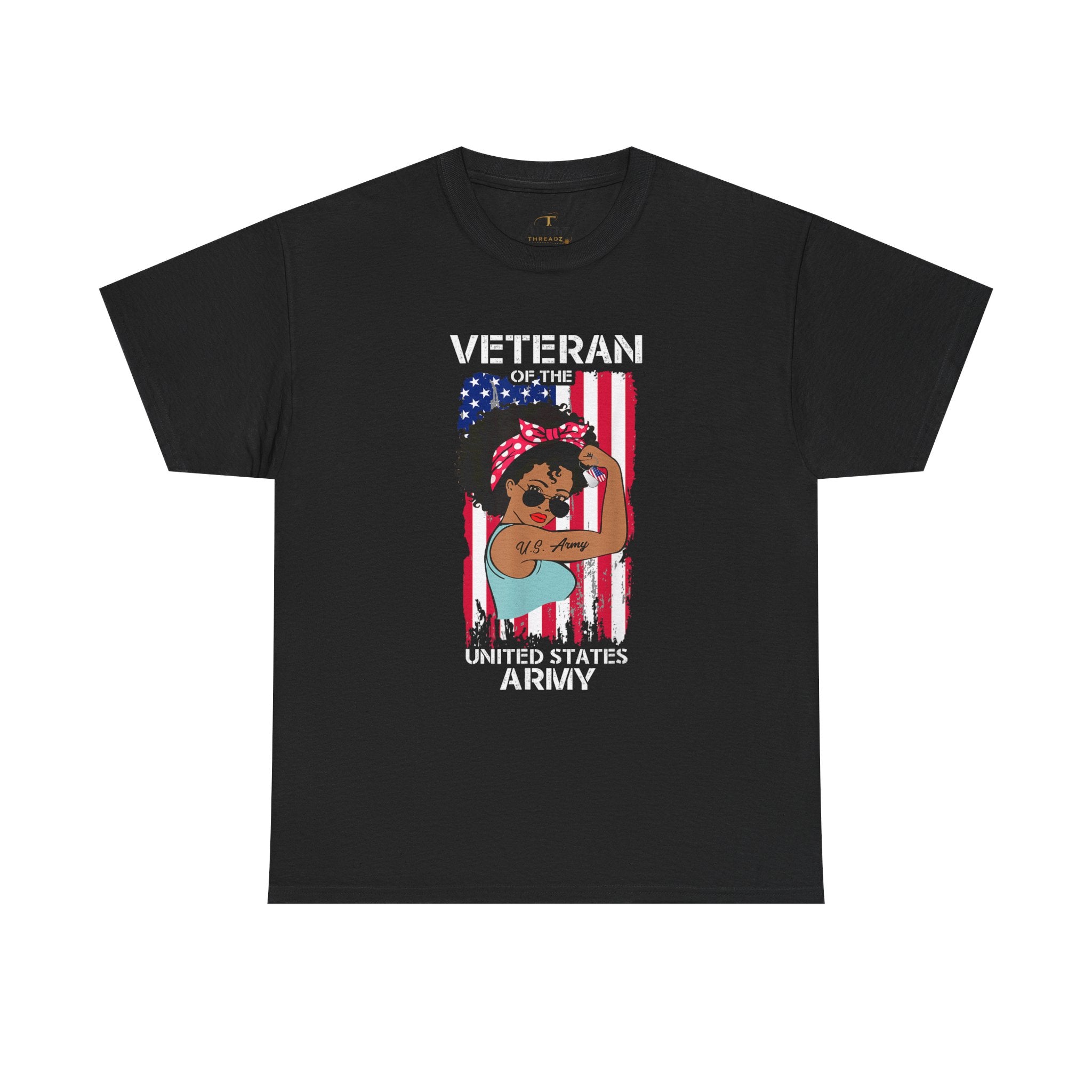 Unisex Heavy Cotton Tee✨ Melanin Army Veteran T-Shirt – Strong, Proud and Fearless ✨