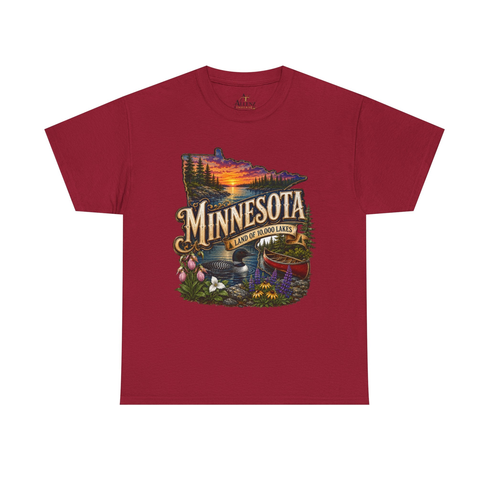 Unisex Heavy Cotton Tee🌲 Minnesota – Land of 10,000 Lakes Adventure 🌲