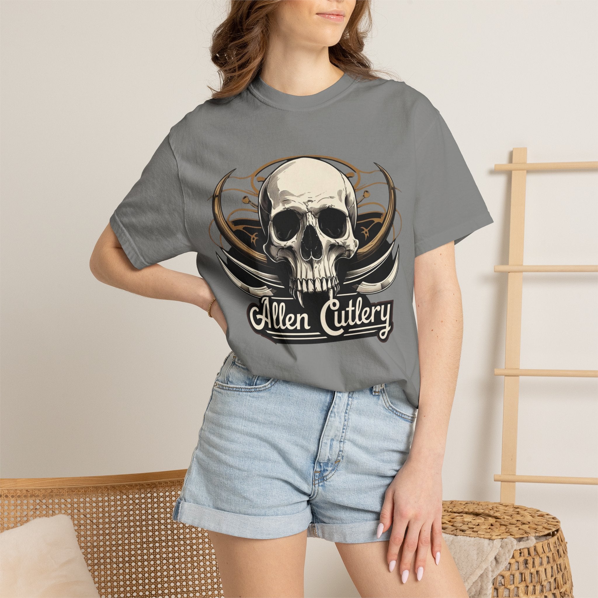 Skull Logo T-Shirt — "Allen Cutlery" Retro Gothic Tee