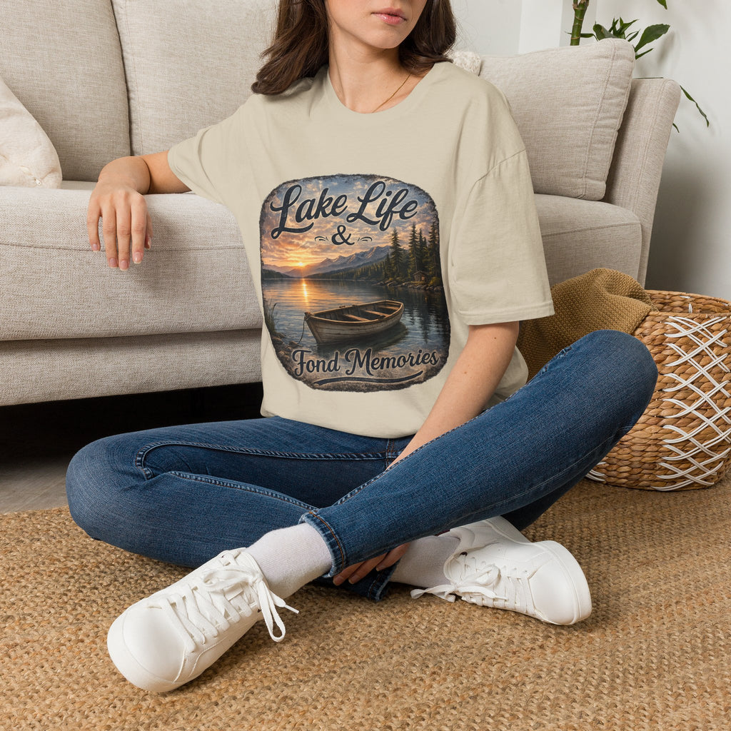 Lake Life T-Shirt — Scenic Sunrise Boat 'Lake Life & Fond Memories'