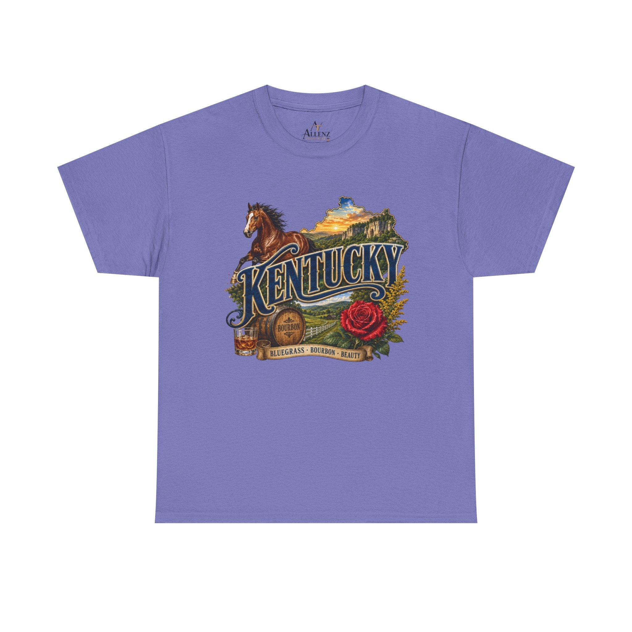 Unisex Heavy Cotton Tee 🐎 Kentucky – Bluegrass, Bourbon and Southern Beauty 🐎