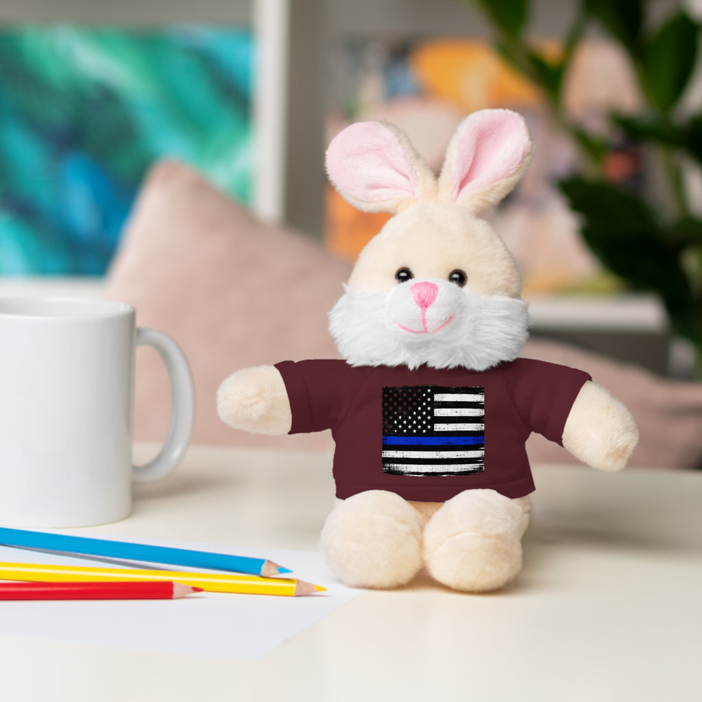 Kids Stuffed Animal with Thin Blue line flag Tee