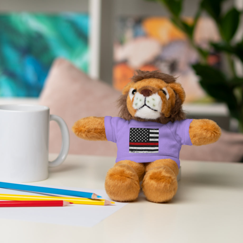 Kids Stuffed Animal with Thin Red line flag Tee