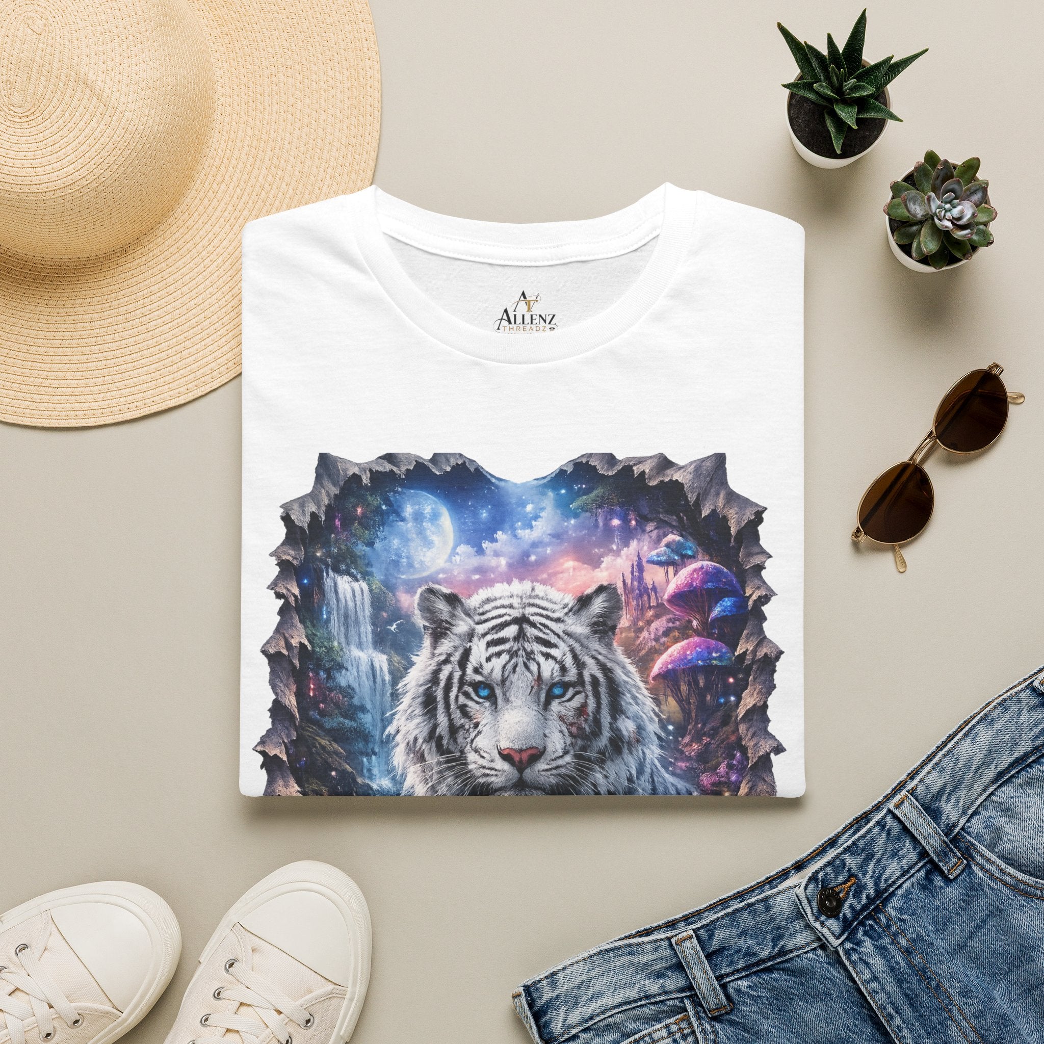 Fantasy white Bengal tiger Unisex Softstyle T-Shirt -
