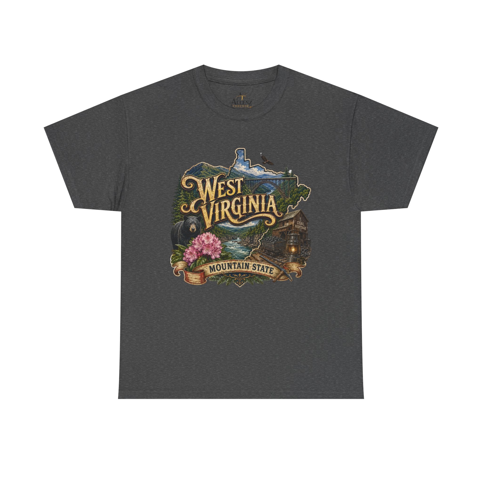 Unisex Heavy Cotton Tee🏔️🖤 West Virginia – Wild and Wonderful Mountain State ⛏️🐻